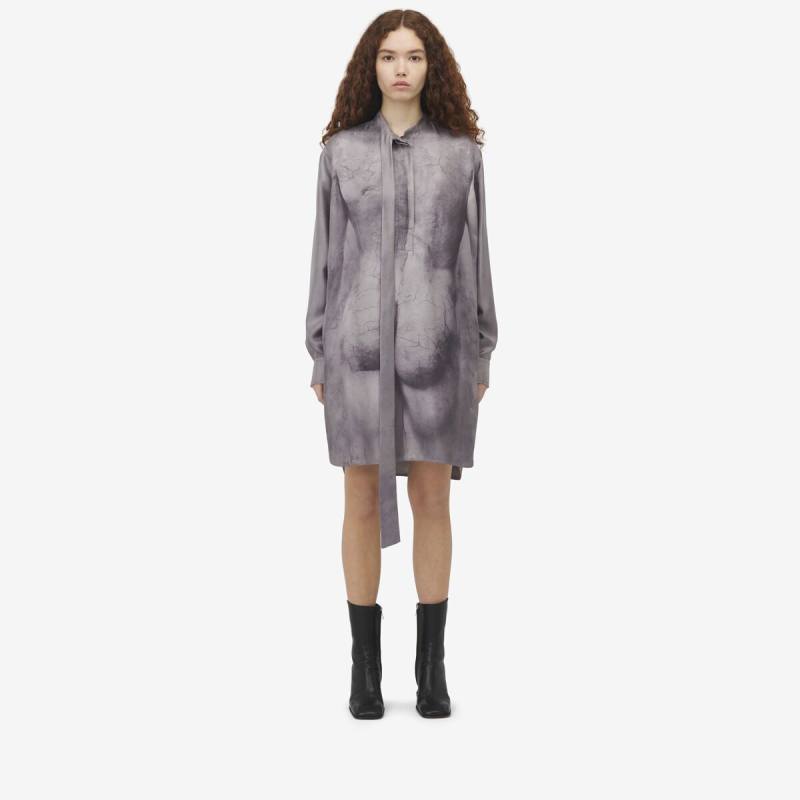 Alexander McQueen Women's White Sculpted Statue Mini Shirt Dress​ - 6 (Silk)